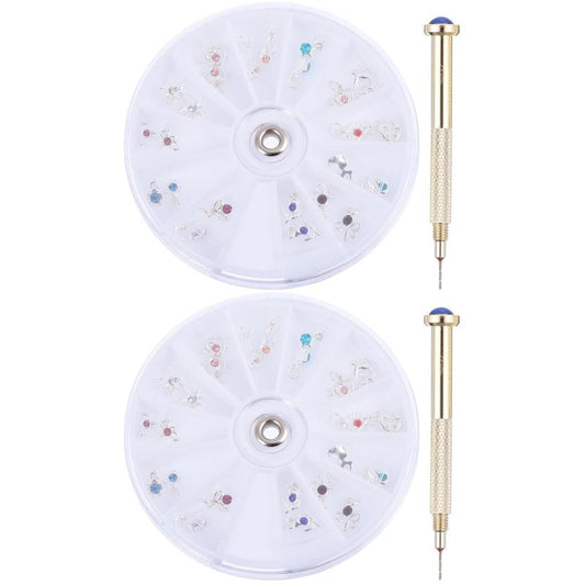 FRCOLOR 48 Pcs Dangle Nail Piercing Charms Set - Nail Piercing Tool & Alloy Jewelry for Art | Home & Salon Use
