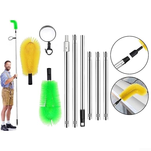 Adjustable Telescopic Gutter Cleaning Tool Homeowners DIY Enthusiasts - Safe Effective Gutter Cleaner with Extension Rod Inspection Mirror(01)