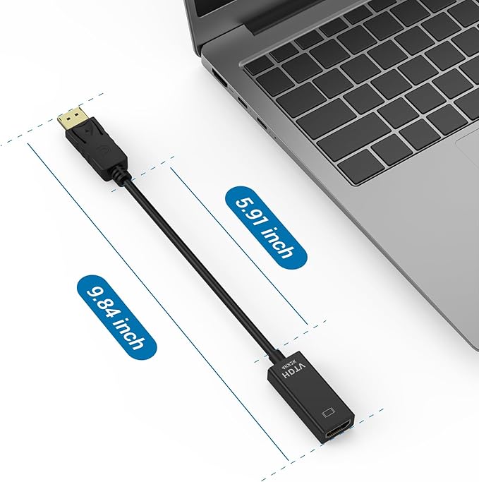 YGKSAA 4K DisplayPort to HDMI Adapter, 1PCS Gold-Plated Uni-Directional DisplayPort PC to HDMI Screen Converter (Male to Female), Supports 3840x2160@30Hz