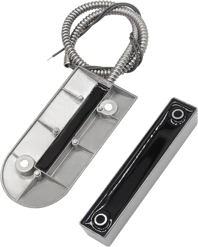 FOCMKEAS Magnetic Reed Switch Wired Surface Mount Normally Closed NC Contact Sensor Alarm Magnetic Door Switch with 2 Wires, Zinc Alloy Sliver, OC-60
