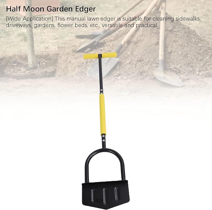 KANASI Lawn Edger, T Handle Stainless Steel Half Moon Tool for Garden Flower Bed and Sidewalk Driveway Edging