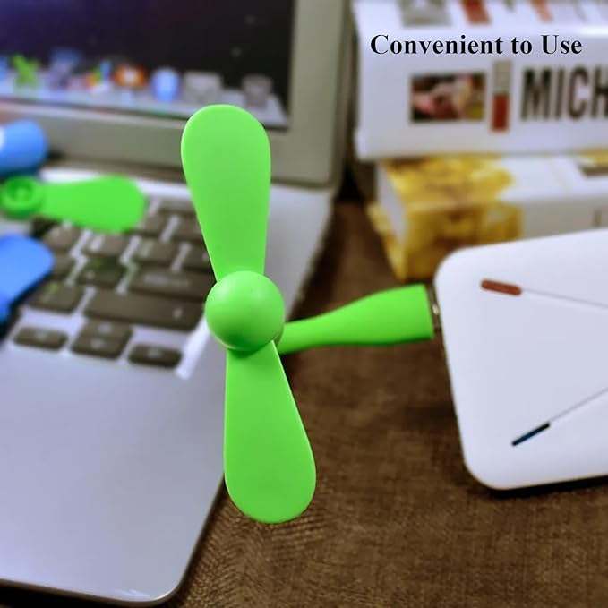 Soseelnee Mini USB Fan, Portable Pocket Fan USB-A Powered Little Cooler, Quiet Operation, for Home Office Car Outdoor Travel- 4 Pack (Blue+ White+ Green+ Pink)