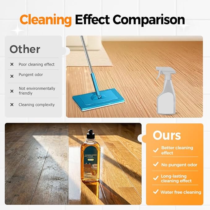 5-in-1 Hardwood Floor Cleaner & Shine Enhancer â All-in-One Stain, Odor & Grease Remover for Wood, Tile, Laminate Floors â Waxing & Shine Restoration for Home, Kitchen, Bathroom (500ML-1PCS)