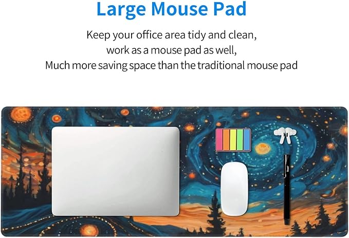 PPZCXWP Gaming Mouse Pad, Large Non-Slip Rubber Base Mousepad, Keyboard Mouse Mat, Desk Pad with Stitched Edges, 31.5x11.8inch, Abstact Sky, PPZCXWP007