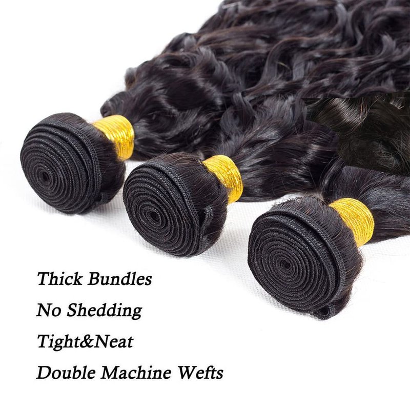 Water Wave Hair Bundles - 18/20/22 Inch Brazilian Remy Human Hair | 10A Grade Unprocessed Virgin Extensions for Black Women