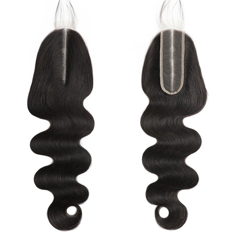 2x6 HD Transparent Skinlike Human Hair Lace Closure Body Wave 12inch 100% Brazilian 2x6 Closure Virgin Human Hair Kim K Middle Part Closure Body Wave Natural Black Glueless Pre Plucked Bleached