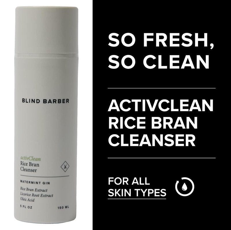 activClean Rice Bran Daily Face Cleanser for Men - Hydrating Foaming Facial Wash with Rice Bran Extract & Oleic Acid | 5oz