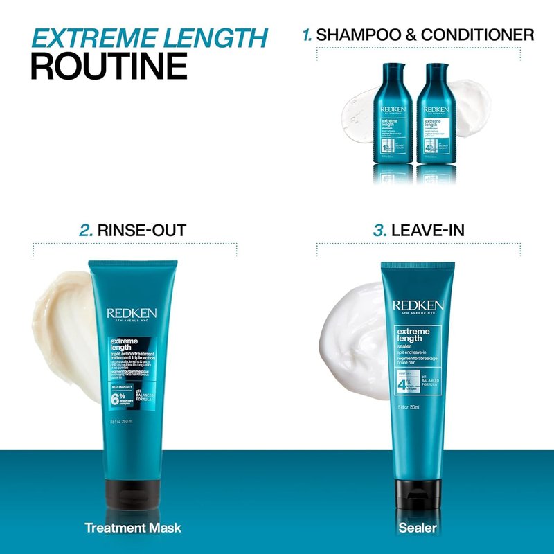 Redken Extreme Length Biotin Conditioner - Promote Healthy Hair Growth, Strengthen & Detangle Damaged Hair | 33.8 Fl Oz
