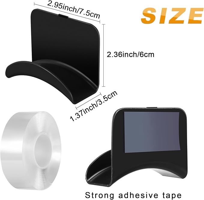 Wonderjune 12 Pcs Headphone Wall Hangers Adhesive Gaming Headset Holder Hooks for Wall Mount Strong Universal Stand Hooks for Most Headphone Controller, Hat, Baseball Caps, Door, Closet (Black)