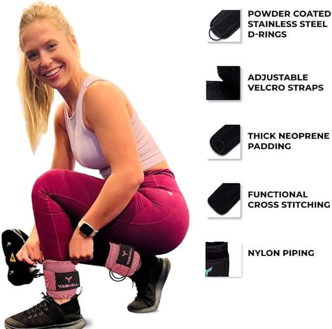 YAGHZU Ankle Straps for Cable Machines Women, Glute Kickback Cable Machine Attachments, Gym Ankle Cuffs, Wrist Cuffs for Workout, Leg Training Accessory, Fitness Gear for Home or Gym