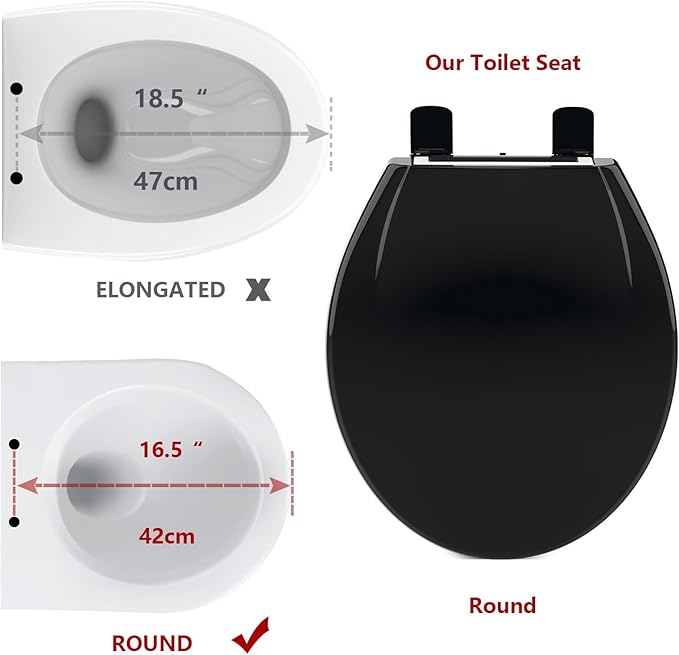 Quiet Slow-Close Commercial Toilet Seat 17" Round â Secure Lock, Quick-Release Hinges, Durable Mark-Resistant PP, Easy Install & Clean, Non-Slip, Ideal for Business Restrooms â Color: 17"