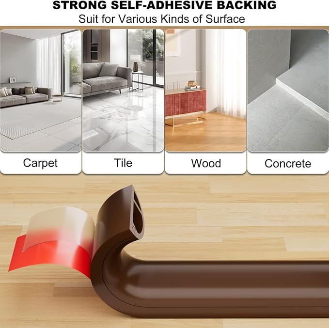 Kneelisa 10FT Side-Open Extension Cord Covers for Wires on Floor,Silicone Power Cable Protector Cord Hider Management Strip,Hide Electric Wire on Carpet,Chord Runner Protective Safety,Brown