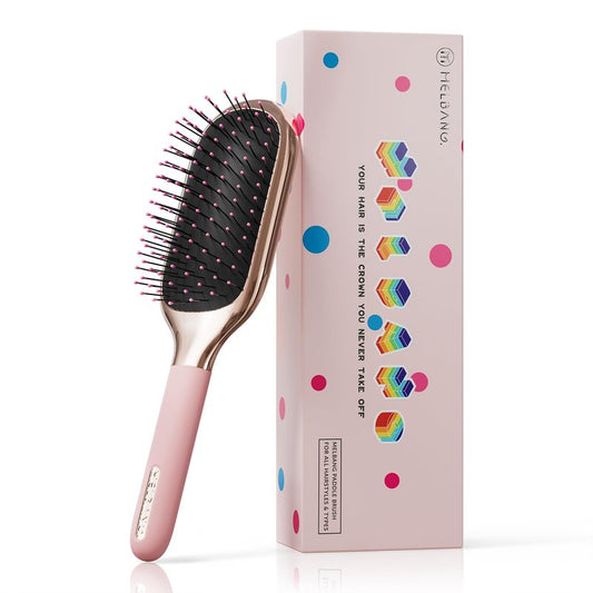 MELBANG Detangling Hair Brush, Paddle Hair Brush for Wet & Dry Hair, Pain-Free Detangler Brush for Thick, Curly & Damaged Hair, Soft Cushion Bristles, No Pulling (Pink)