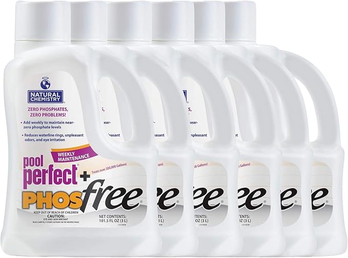 Natural Chemistry Pool Perfect + Phosfree, 3 L, 6 Pack, Phosphate Remover, Reduces Waterline Rings, Unpleasant Odors & Eye Irritation