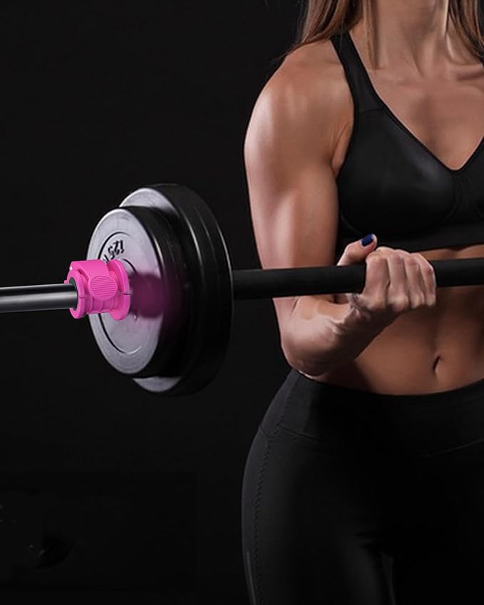 ZY-HUAN Barbell Clips 1 inch Barbell Clamps 0.9-1.18inch Quick Release Weight Clips for Bars Multi-Size Adjustable Olympic Barbell Clamps (Pink 0.9-1.18inch)
