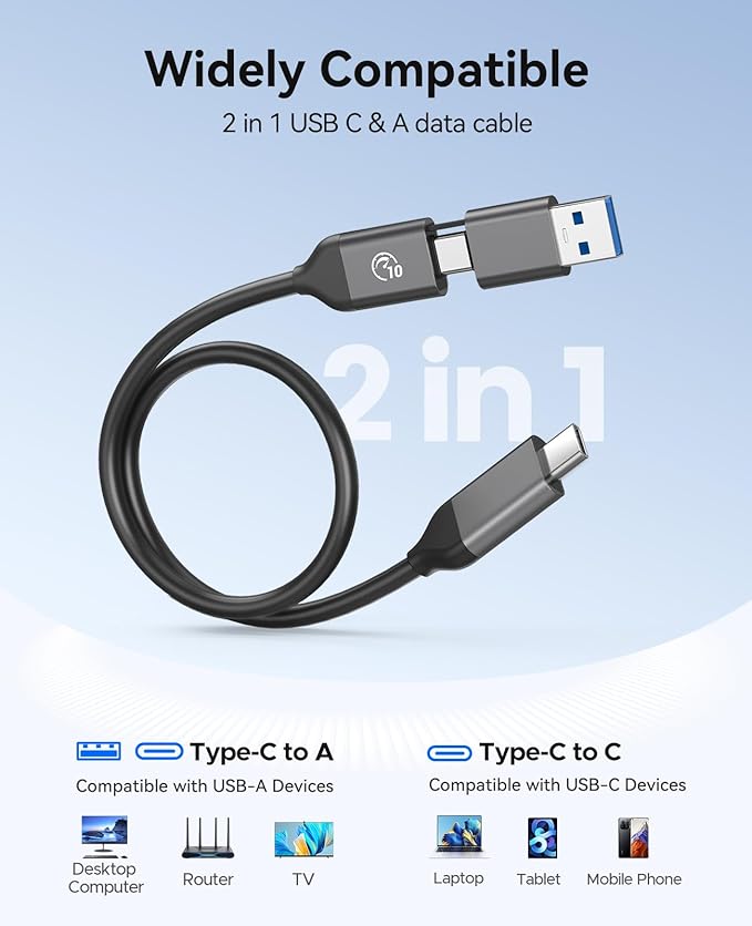 ORICO Portable SSD 2 TB with 2 in 1 USB C Cable, External Solid State Drives, Up to 460MB/s, Status Indicator, Reliable Storage for USB-C Smartphone, Tablet, PC - B5PLUS