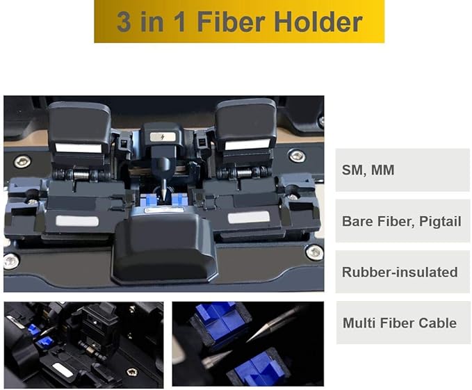QIIRUN Fusion Splicer AI-9, Fiber Splicer Kit with Upgraded 5" Touch Screen 6-Motor Core Alignment, 5s Fast Splice Fiber Optic Splicing Machine for FTTH SM/MM Cable Installation