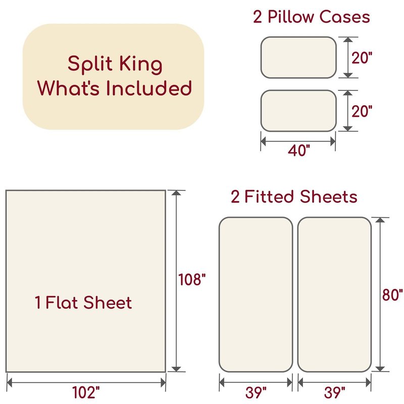 Mellanni Split King Sheets Set - 5 PC Iconic Collection Bedding - Hotel Luxury, Extra Soft, Cooling Bed Sheets - Wrinkle, Fade, Stain Resistant (Split King, Golden Ivory)
