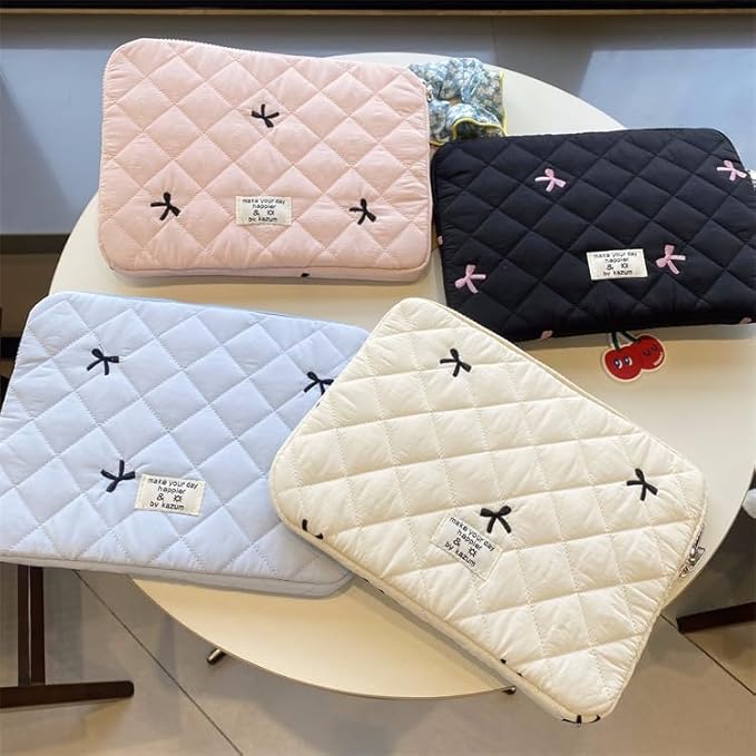 Attria Cute Bow Graphic Carrying Laptop Bag Y2K Preppy Laptop Sleeve Case Bag Kawaii Pad Computer Protect Case Pouch (11 inch,White)