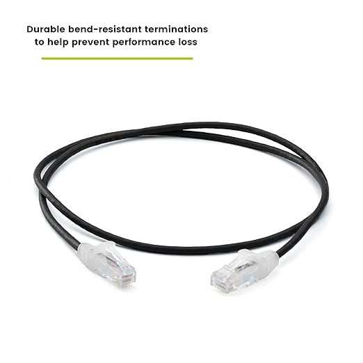 TRUECABLE Cat6 Component Rated Patch Cable, Unshielded (U/UTP), 3ft, Black, 28AWG Stranded Pure Copper, Snagless 10G High-Speed Ethernet Cable, PoE++ 4PPoE 100W, UL Listed, RoHS-3, 5 Pack