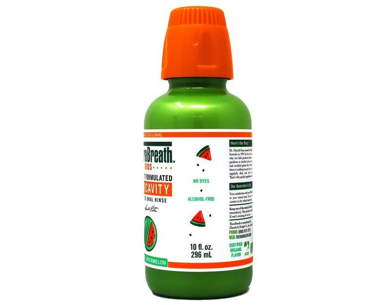 TheraBreath Kids Mouthwash with Fluoride, Organic Strawberry Splash, Anticavity, 10 fl oz & TheraBreath Kids Mouthwash with Fluoride, Organic Wacky Watermelon, Anticavity, 10 fl oz