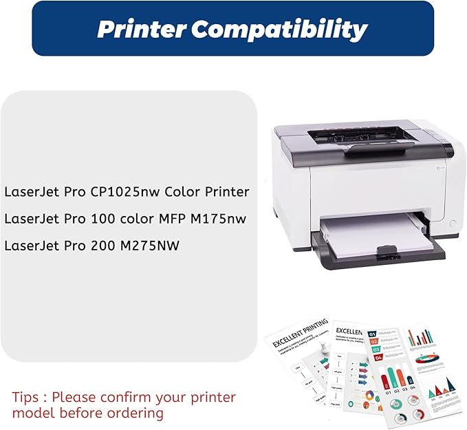RitoTech 126A Toner Cartridge (with OEM CHIP),Replacement for HP 126 A CE310A CE311A CE312A CE313A for LaserJet Pro 100 Color MFP CP1025nw M175nw,M275 M275NW Printer, 4 Pack Black Cyan Magenta Yellow