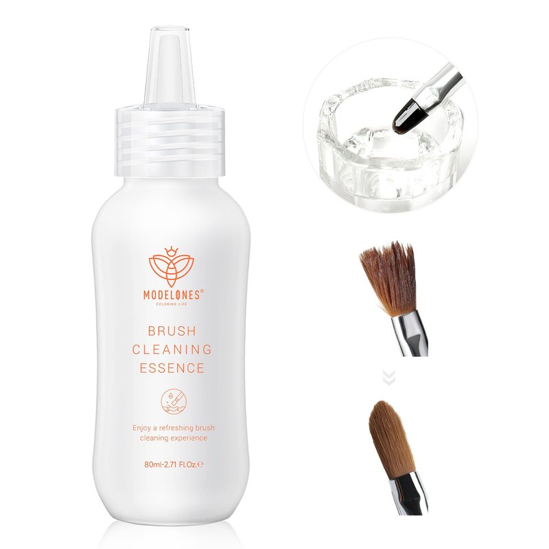 Modelones Nail Art Brush Cleaner & Restorer 80ml/2.71 Fl.Oz for Gel Polish/Nail Extension Gel/Nail Art Liner/Dip Powder/Acrylic Builder Manicure Brush DIY Salon at Home