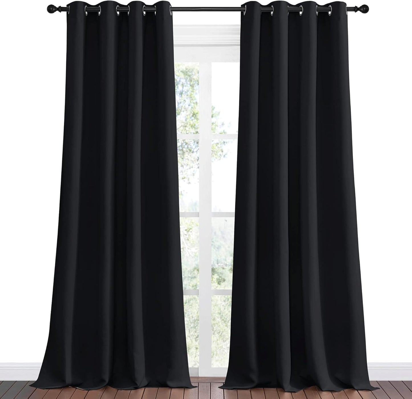 NICETOWN Blackout Curtains for Halloween - Thermal Insulated Drapes | 2 Panels, 55" x 90", Black