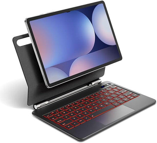 Magnetic Keyboard Case for Samsung Galaxy Tab S10+/ S9+ /S9 FE+/S8+/S7+/S7 FE 12.4", 7 Color Backlit Wireless Bluetooth Magic Keyboard Case Cover Stand, Multi-Touch Trackpad, LED Power Display