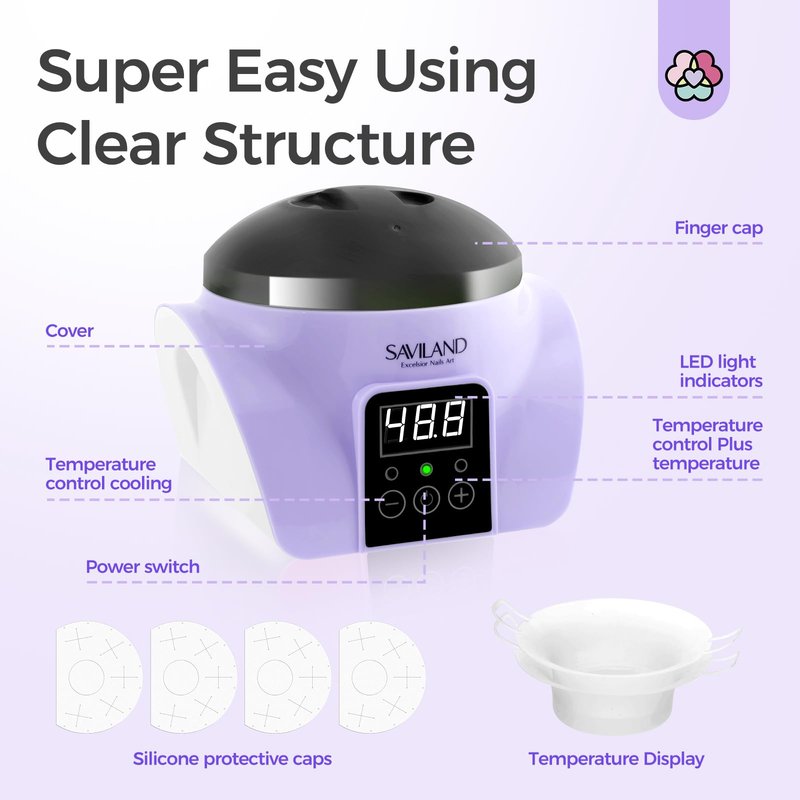 SAVILAND Electric Steam Gel Nail Remover Machine: 10 Min Auto Removal Nail Soaking Bowl Acrylic Nail Remover Soak off Bowl Gel Polish Remover Portable Salon Tool for Home DIY & Travel
