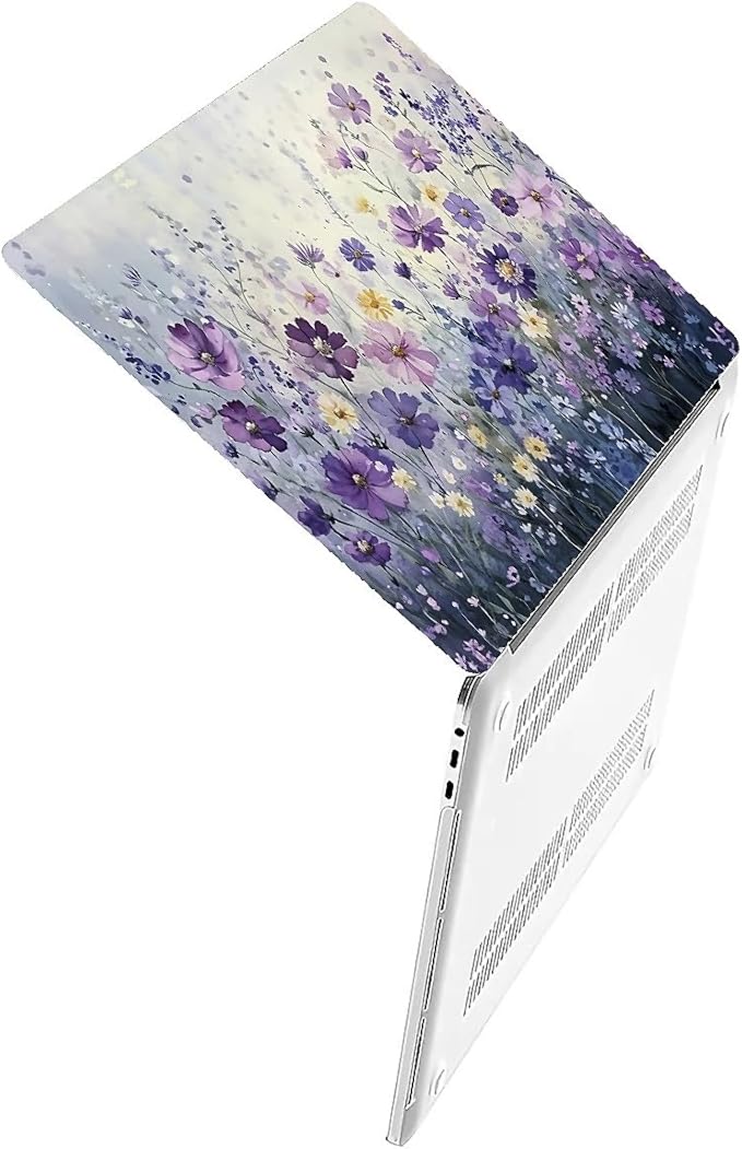 COTAIL Compatible with MacBook Air 13.3 13.6 Inch Case 2022 2021 2020 2019 Plastic Hard Shell Case Cover,13.6 Air (A2681) M2 2022, Purple Wildflowers
