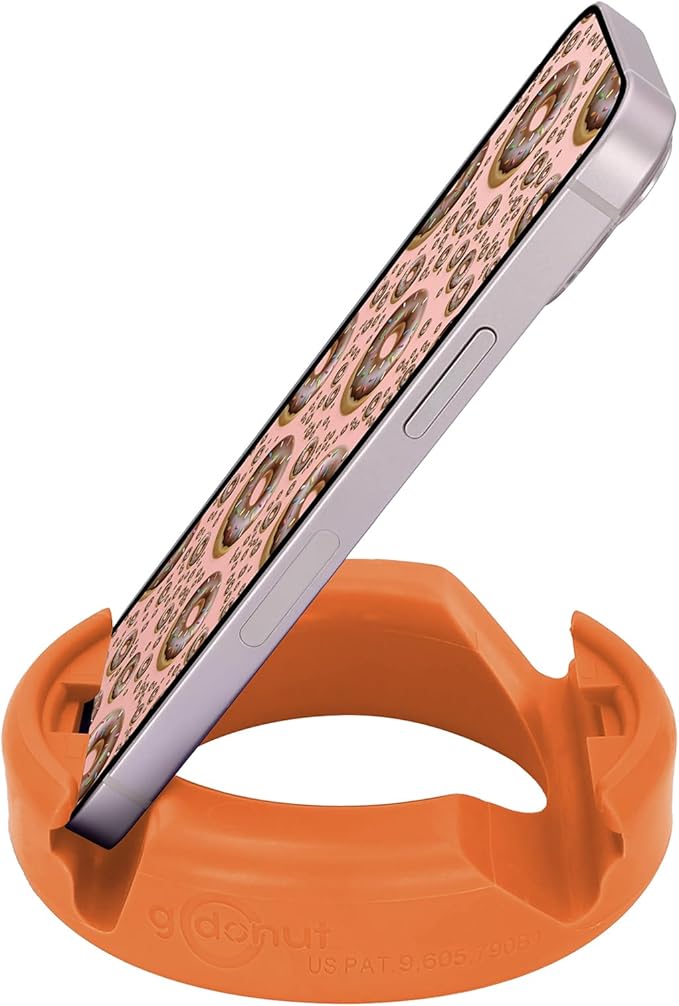 GoDonut Original – Smartphone and Tablet Stand – Compatible with Devices UP to 0.5" Thick Including Protective Cases - for use at Work, at Home, Travel and on-the-go – Orange