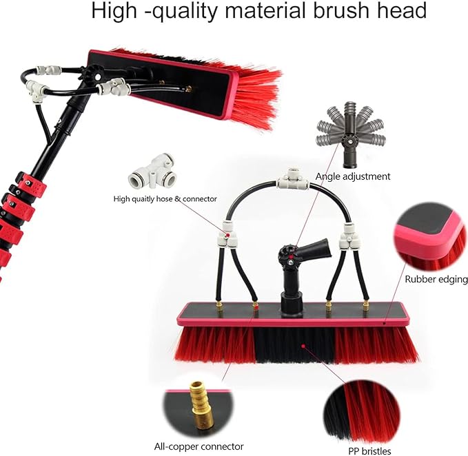6m Solar Panel Cleaning Brush and Pole,Photovoltaic Panel CleaningTrucks Windows Water Fed Extendable Brush Roof Cleaning Tools Conservatory roof Cleaner,30cm-10.8m