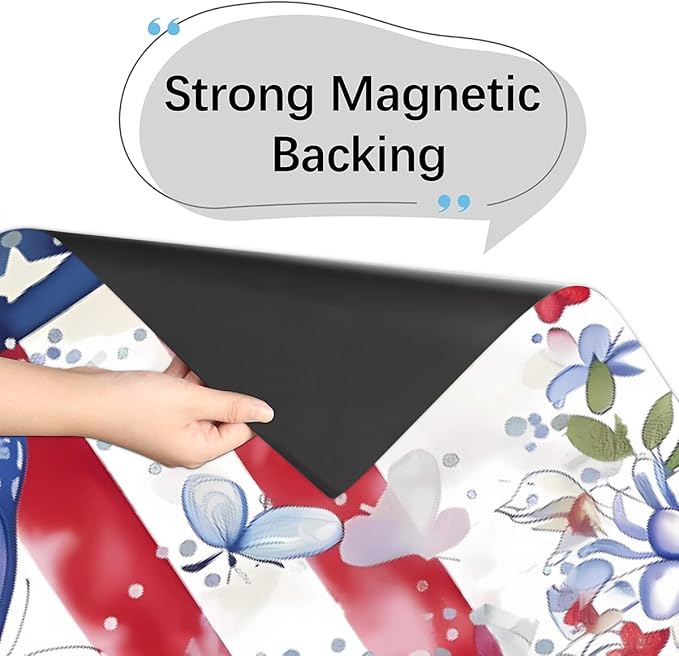 Dishwasher Magnet Cover Red Blue American Flag Butterfly Reusable Dishwasher Magnetic Cover Sticker Decorative Dish Washer Door Cover Panel for Home Kitcen Appliance, 21x26 in