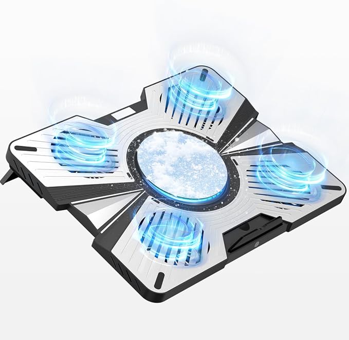 Yiodelu Thermoelectric Laptop Cooling Stand with 5 Fans - Adjustable Height for Laptops up to 19", Compatible with MacBook, Alienware, ROG & Gaming Laptops