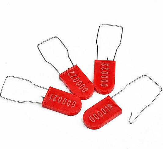 LeadSeals 1000PCS Plastic Padlock Security Seals Metal Wire Padlocks Electric Meter Seal Disposable Anti-Tamper Lock Numbered Anti Tamper Tag Hasps Red