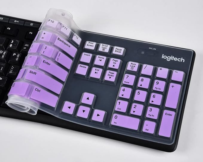 Keyboard Cover for Logitech MK295 MK270 K270 Keyboard, Logitech MK370 MK270 K270 Keyboard Skin Protector - Gradual Purple
