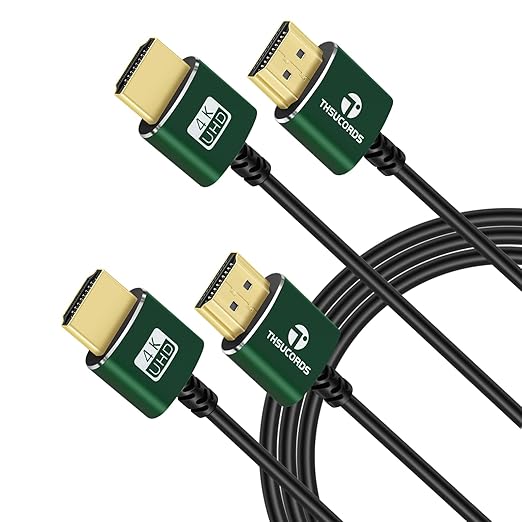 Thsucords Thin HDMI to HDMI Cable 15FT 2 Pack, Ultra Slim & Flexible HDMI Cord Supports High Speed 4K@60Hz 18gbps 2160p 1080p
