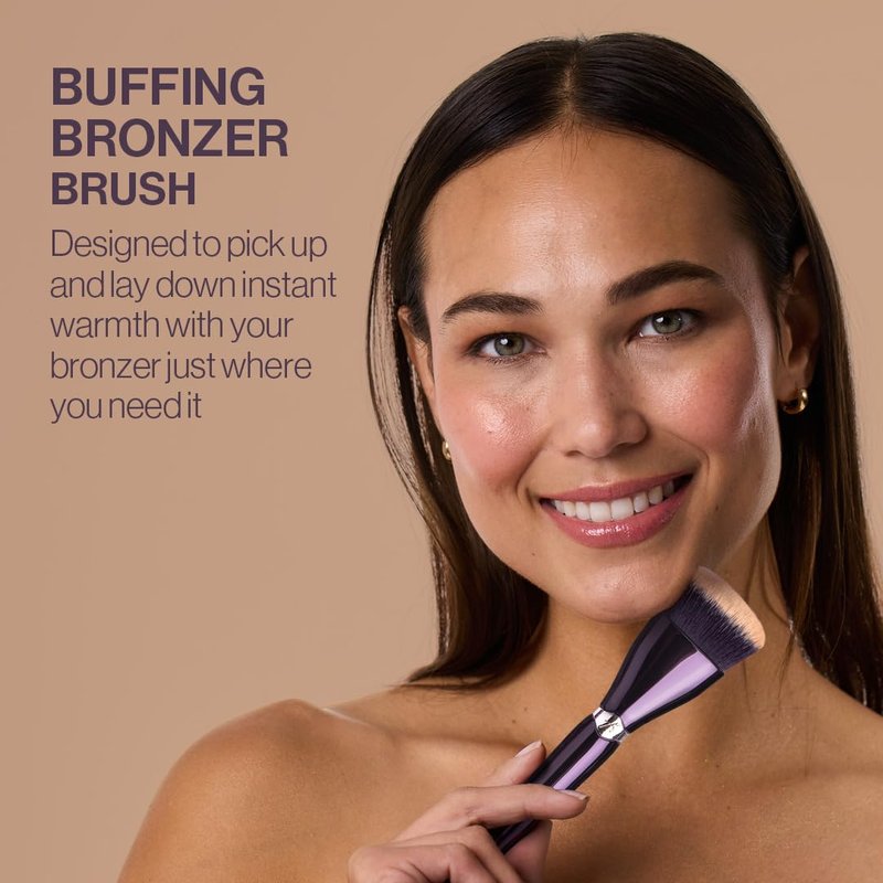 Anisa Beauty Buffing Bronzer Brush | Oval Dense Fibers for Sculpting, Blending & Contour Application | Ideal for Powder and Cream Bronzers | Vegan & Cruelty-Free