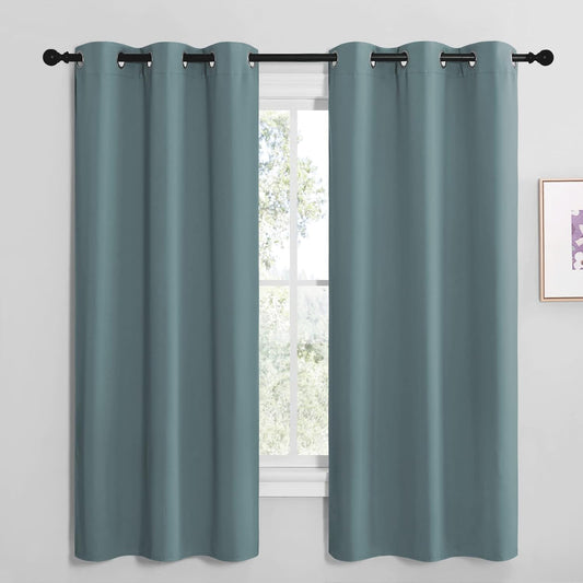NICETOWN Modern Blackout Curtains - Noise Reducing & Thermal Insulated Drapes | Greyish Blue, 2 Panels (W42 x L68-Inch)