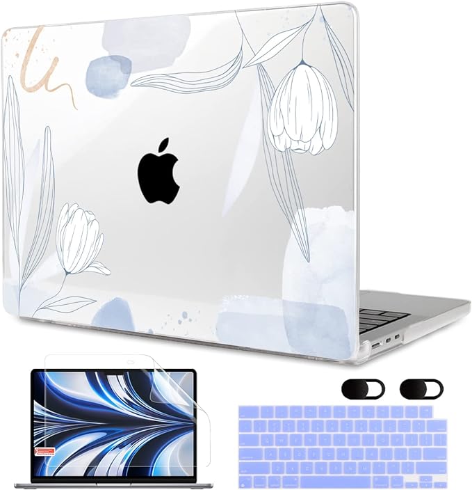MEEgoodo Case for M5/M4/M3/M2 MacBook Air 13 inch 2026 2025 2024 2022, Fit Model A3449/A3240/A3113/A2681, Case Compatible with MacBook Air 13.6-inch, Floral 33
