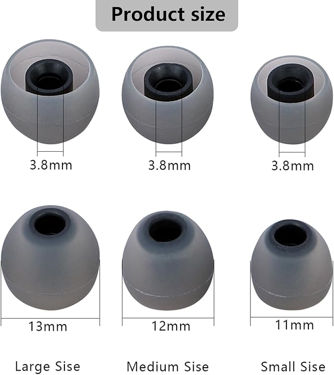 MMYQXI Earbud Replacement Tips Silicone Earbud Covers Fit for in-Ear Headphones (Inner Hole 3.8mm -5.1mm) 9 Pairs S/M/L