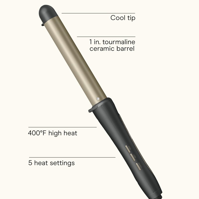 INFINITIPRO BY CONAIR Tourmaline Ceramic 1-Inch Curling Wand, 1-Inch Barrel Produces Flawless Waves, Hair Wand for Use on Short, Medium, and Long Hair, Dark Gray