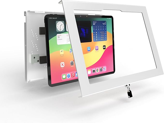 TABcare Locking Security Metal Case for Apple iPad Air 13" 2024/2025 M2/M3 for Kiosk, POS, Store, Show Display (White)