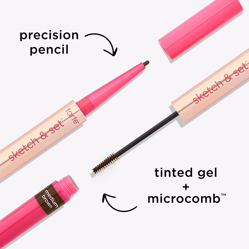 tarte big ego sketch & set brow pencil & tinted gel – 2-in-1 Precision Waterproof Eyebrow Pencil & Gel to Shape, Thicker-looking Brows, Vegan & Cruelty-Free, full size, medium cool brown