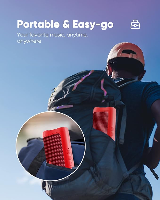 Bluetooth Speaker, 20W HD Sound, Portable Wireless, IPX5 Waterproof, Up to 24H Playtime, TWS, for Home/Party/Outdoor/Camping/Beach Essentials, Birthday Gift for Fathers Day Men Dad Husband (Red)