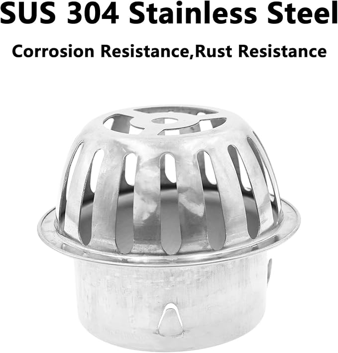 Roof Floor Drain,SAFYY 304 Stainless Steel Roof Drain Dome,Balcony Roof Dome Drain Cover,Yard Outdoor Anti Blocking Strainer,Gardens Gutter Cleaning Tool,Rain Bucket Drainage Parts (2, 90mm/3.5")