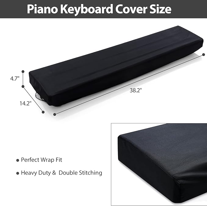 YNester 61 Keys Piano Keyboard Dust Cover -Adjustable Protective Covers Dust & Dirt Proof, Full Cover Elastic Cord Lock Easy Installation for Yamaha, Casio, RockJam,Alesis Digital Pianos