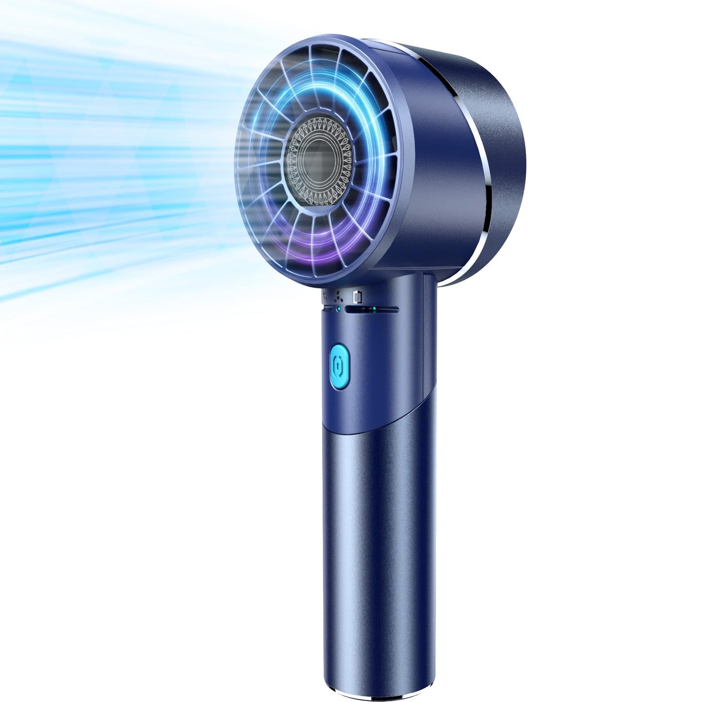 Lepwings Handheld Fan, Mini Small Portable Turbo Fan, Rechargeable with 4 High Speeds Personal Fans, Max 16H Runtime, For Travel, Office, Outdoor - Dark Blue