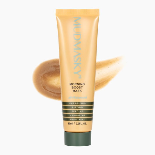 MUDMASKY Morning Boost Mask 60ml – Energizing Clay Face Mask for Beauty & Skin Care, Hydrating & Lifting with Coffee, Moroccan Lava Clay, Indonesian Flowers – Moisturizing & Smoothing